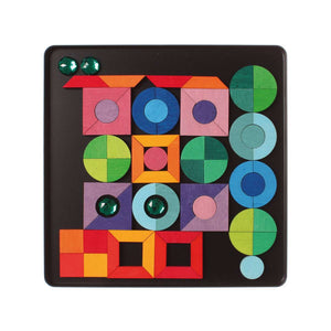 GRIMM'S Magnet Puzzle Triangle, Square, Circle with Sparkling Parts