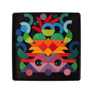 GRIMM'S Magnet Puzzle Triangle, Square, Circle with Sparkling Parts