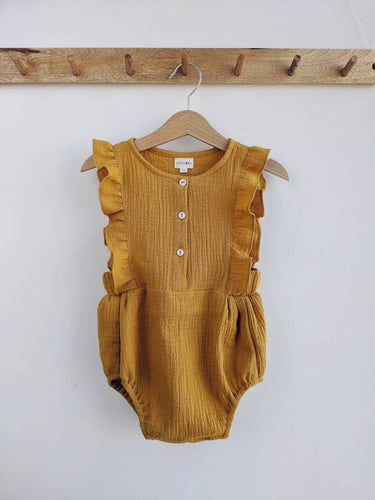 OMOLOKO Natural Muslin Romper with Ruffles