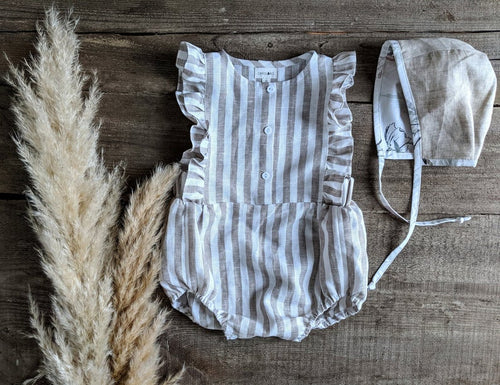 OMOLOKO Linen Romper with Ruffles