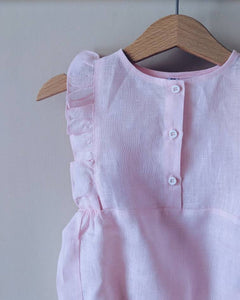 OMOLOKO Linen Romper with Ruffles
